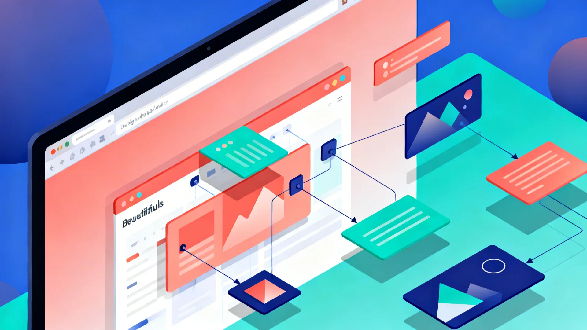 브라우저 기반 앱 빌더로 웹 앱을 만드는 과정을 보여주는 화면